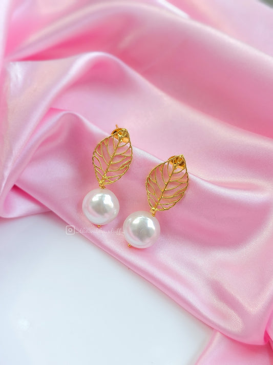 Gem Pearl Brass Earrings