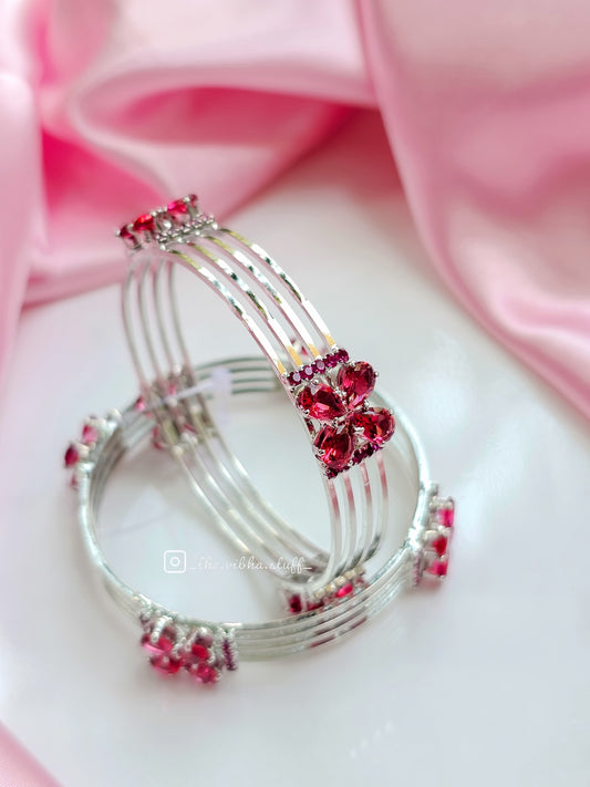 Silver Flower Bangles